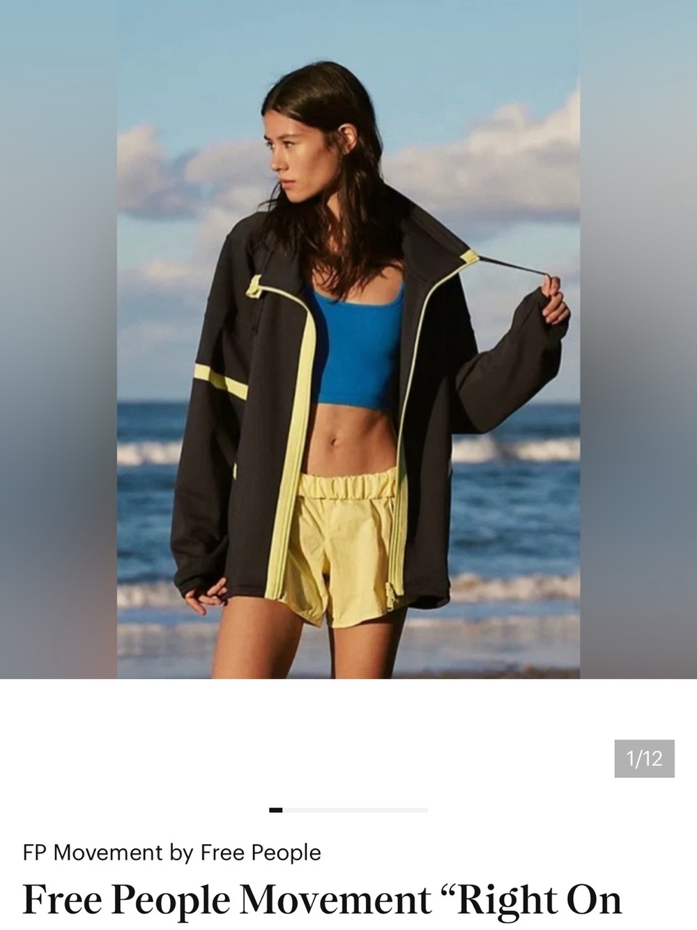 NWT! Free People Movement "Right On Track" Zip Up Jacket  - Navy Blue Combo